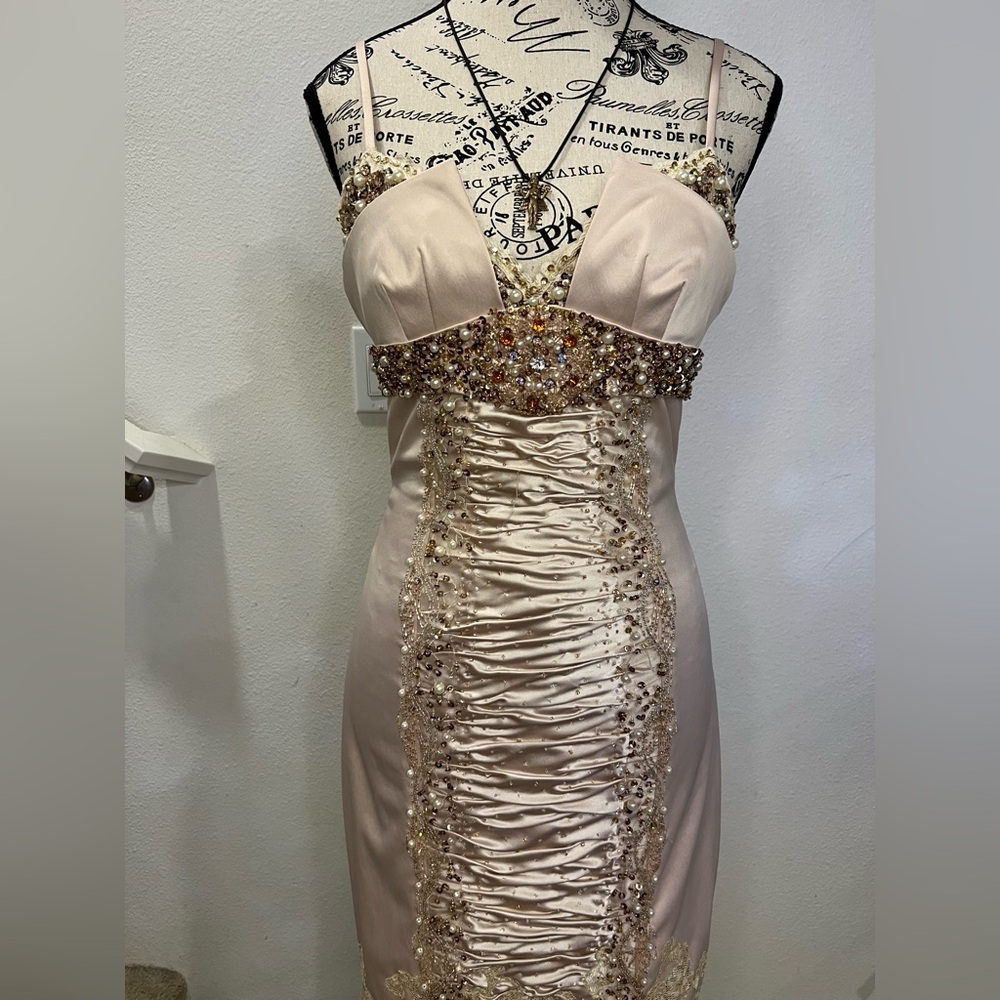 Cream Silk & Lace Evening Gown - Picture 12 of 12